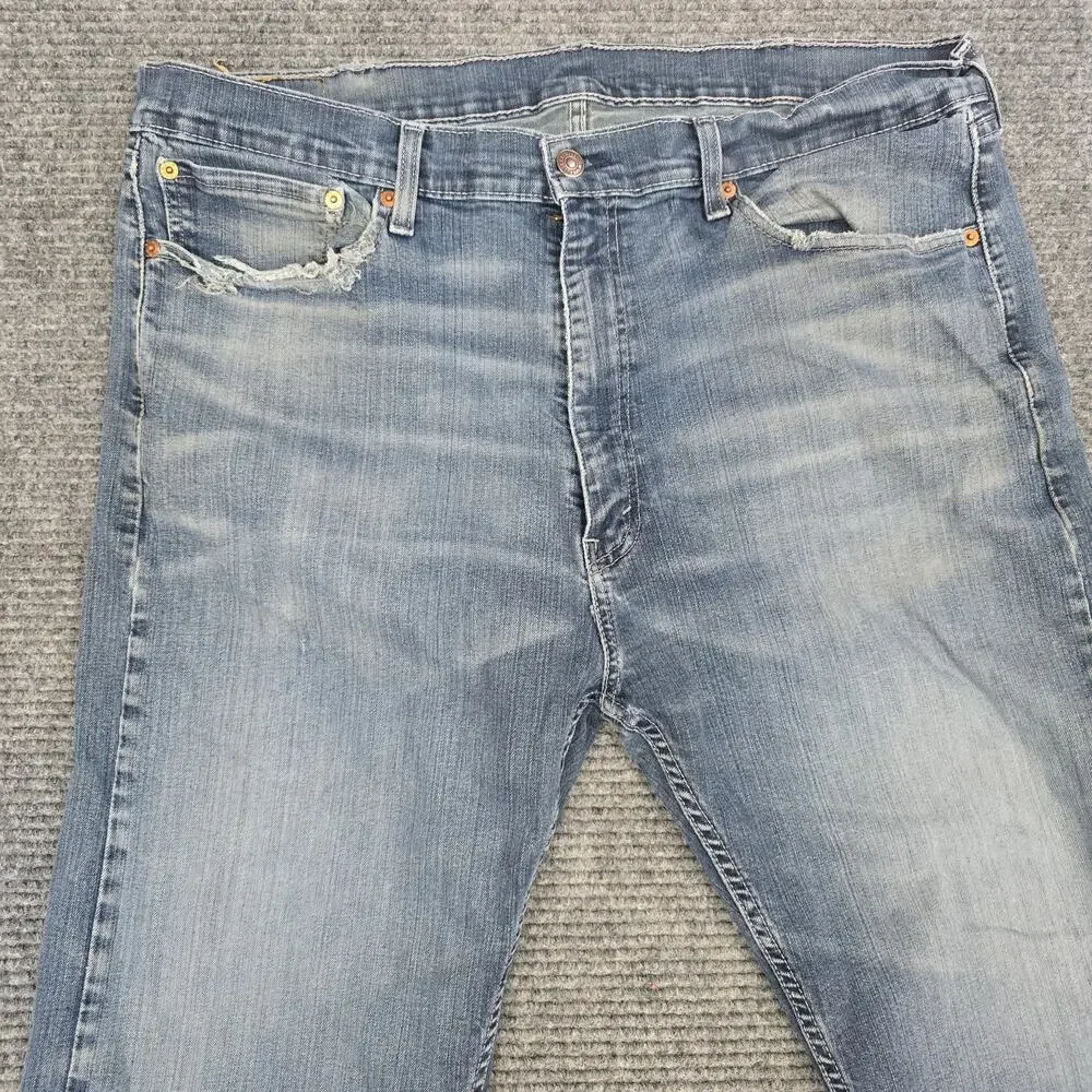 Levis 505 Jeans Mens Tag 40x32 Light Wash Distressed Straight